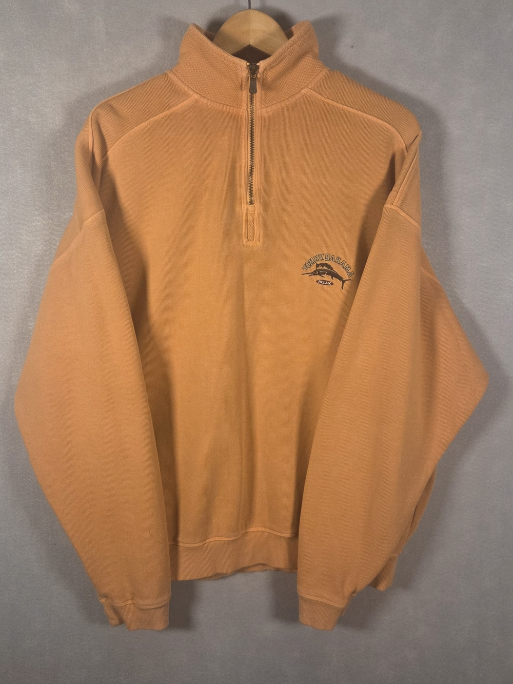Tommy Bahama orange quarter-zip mock neck (T630)